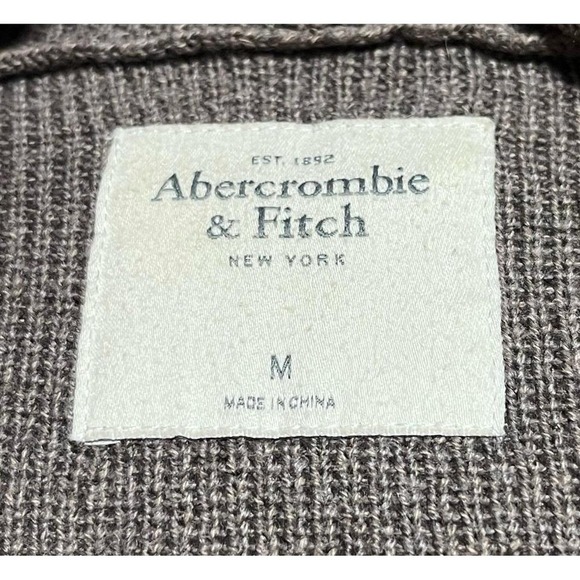 Abercrombie &‎ Fitch Open Front Cardigan Women's M Gray Suede Trim Pockets Zip - Picture 4 of 5